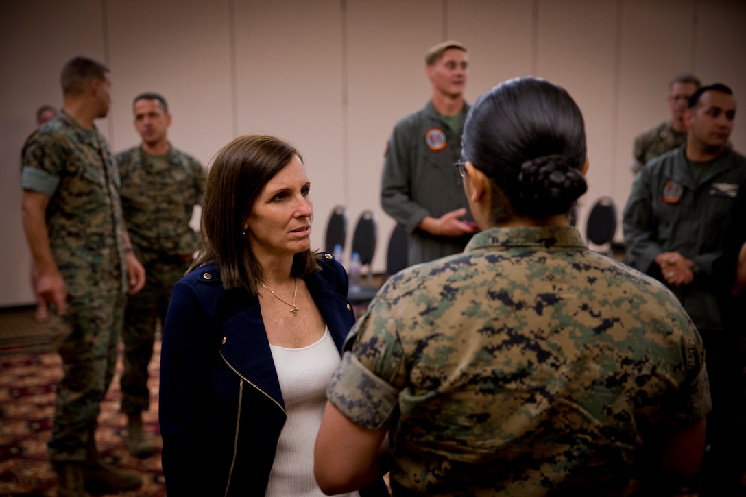 U.S. Senator Martha McSally visits Marine Corps Air Station (MCAS) Yuma to speak with commanders and Marines at MCAS Yuma, Ariz., April 17, 2019.