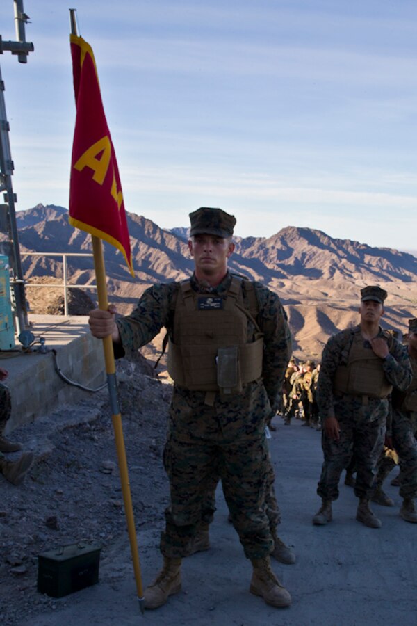 U.S. Marines with Marine Aviation Logistics Squadron (MALS) 13 hike up telegraph as part of a unit training event in Yuma Ariz., 18, 2019. The purpose of this hike was to promote unit moral within MALS-13. (U.S. Marine Corps photo by Pfc. John Hall)