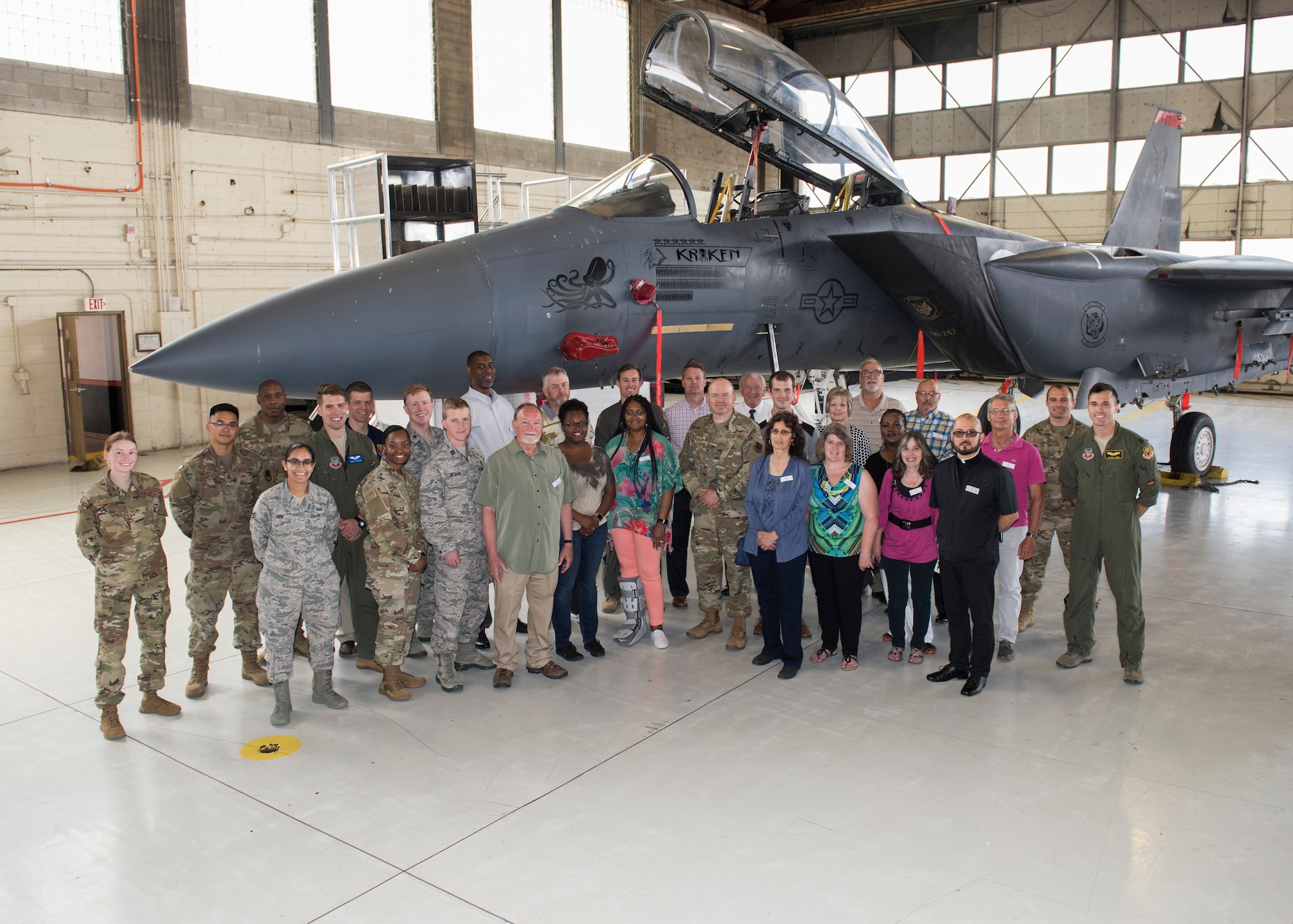 The 366th Fighter Wing chplaincy hosted an immersion tour for local clergy and ministry leadership in order to build a relationship with mountain home clergy and civic leader community. The event was held to find ways to support Arimen with different religous backgrounds. (U.S. Air For photo by Senior Airman Tyrell Hall)