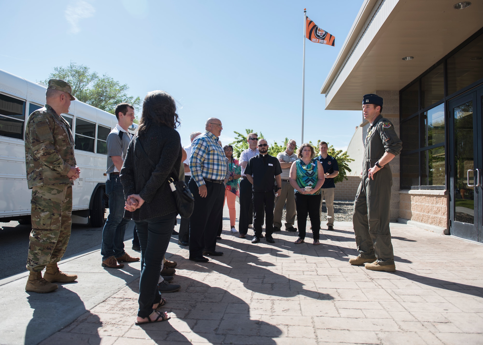 The 366th Fighter Wing chplaincy hosted an immersion tour for local clergy and ministry leadership in order to build a relationship with mountain home clergy and civic leader community. The event was held to find ways to support Arimen with different religous backgrounds. (U.S. Air For photo by Senior Airman Tyrell Hall)