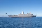 Official U.S. Navy file photo of the San Antonio-class amphibious transport dock ship USS John P. Murtha (LPD 26).
