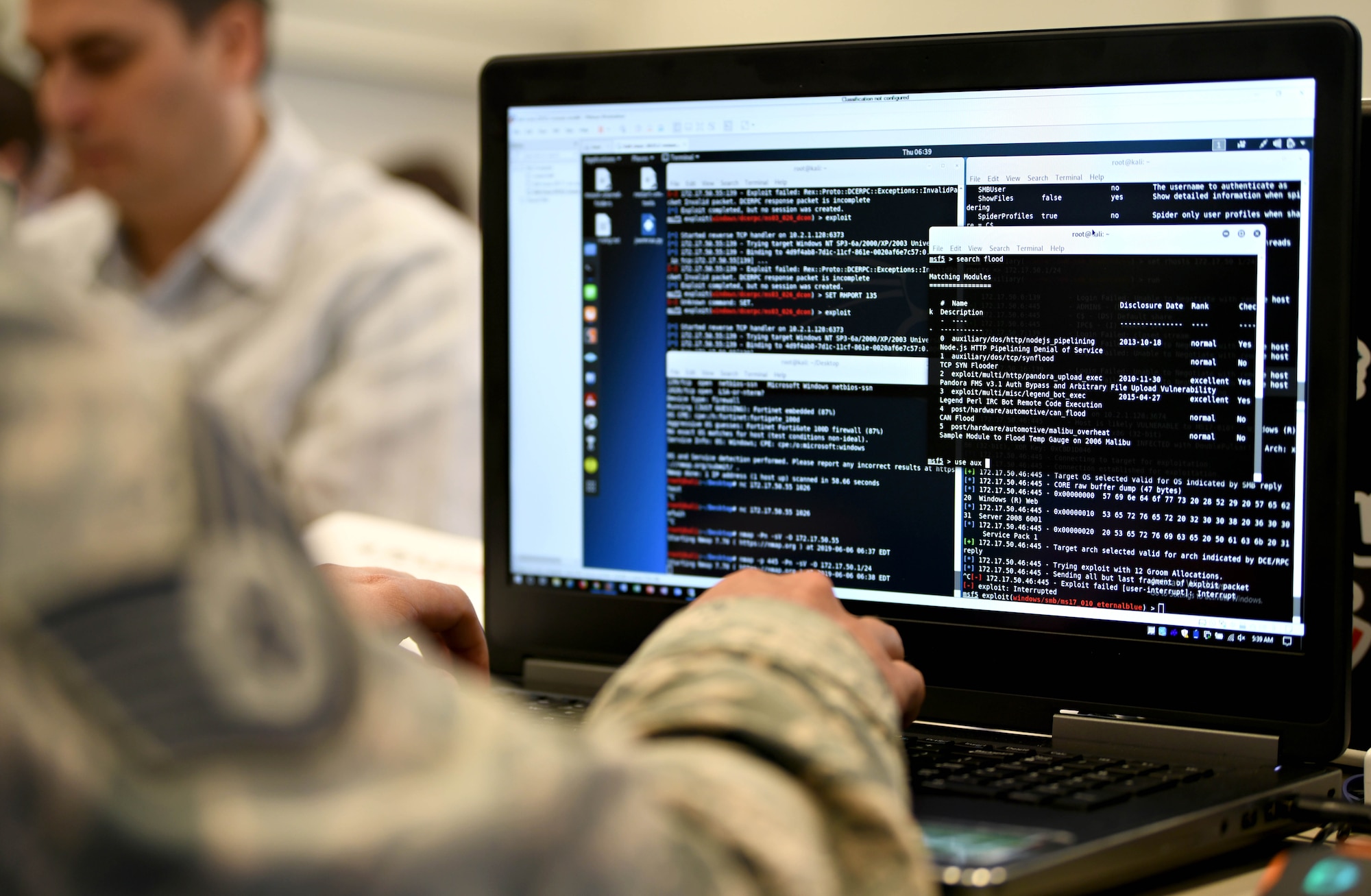 Teams compete in offensive and defensive cyber operations during the 2019 24th Air Force Cyber Competition in San Antonio, Texas, June 3-7, 2019. Eighty-three Airmen from 20 units across the 24th AF competed in the cyber capture-the-flag in hopes of having their names etched on the coveted cyber cup. (U.S. Air Force photo by Tech. Sgt. R.J. Biermann)