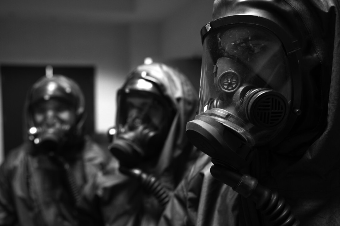 U.S. Marine Corps Chemical, Biological, Radiological and Nuclear (CBRN) defense specialist Marines with CBRN Defense Platoon, 1st Marine Division, prepare to locate and identify radiological isotopes at Guardian Centers training facility, Georgia, May 22, 2019.