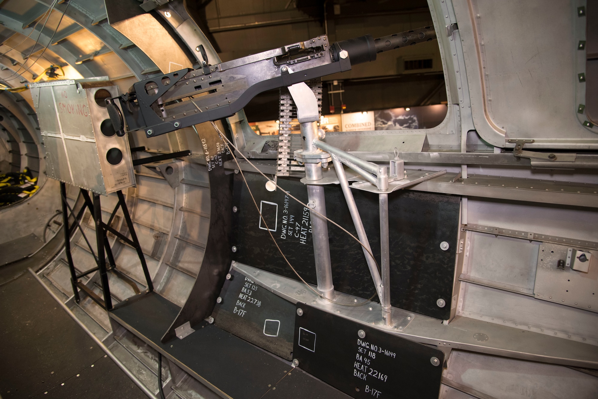 DAYTON, Ohio -- View of the left waist gun position on the Boeing B-17F Memphis Belle on display at the National Museum of the U.S. Air Force on June 3, 2019. (U.S. Air Force photo by Ken LaRock)