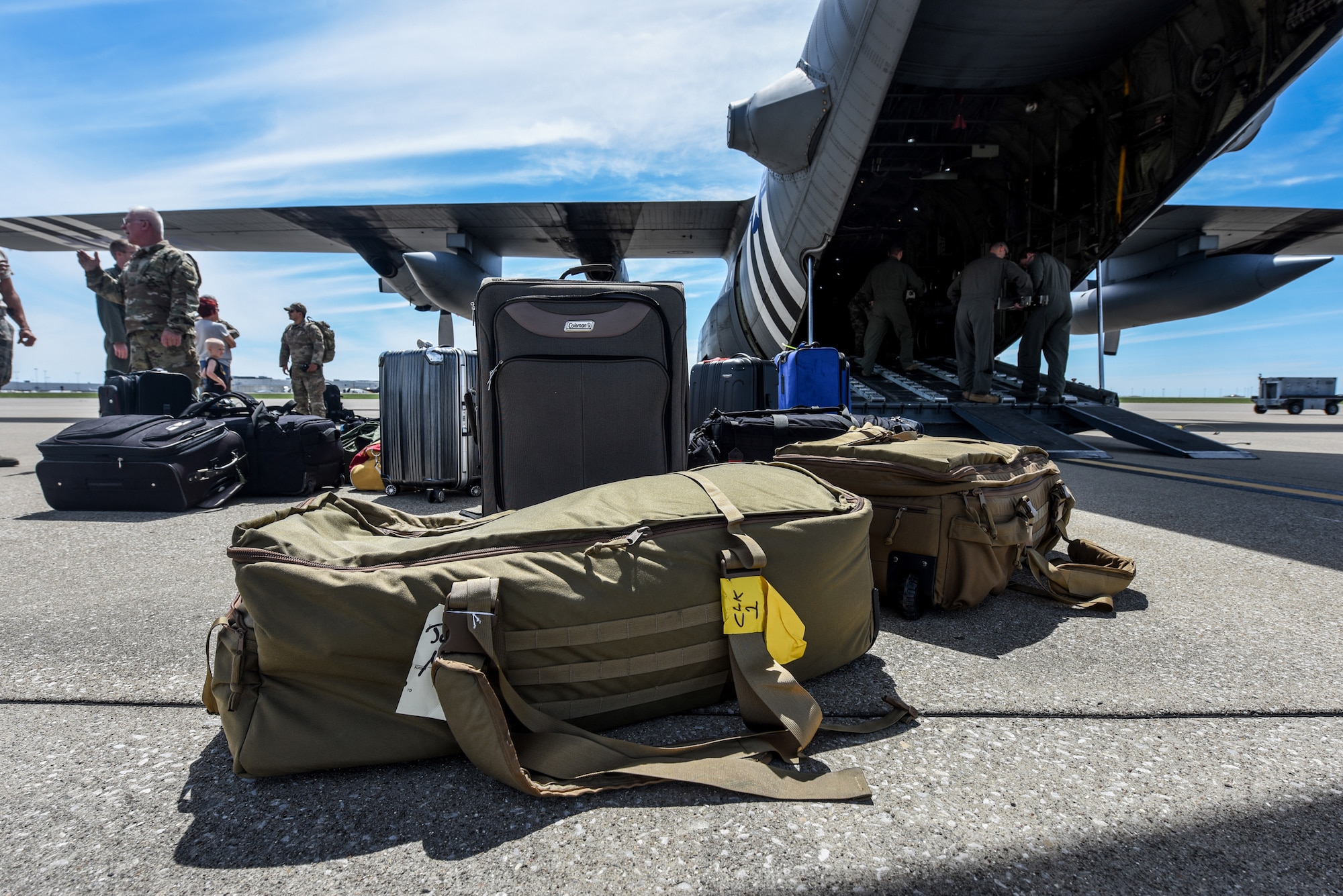 Two C-130 Hercules aircraft and more than 30 Airmen from the Kentucky Air Guard’s 123rd Airlift Wing arrive at the Kentucky Air National Guard Base in Louisville, Ky., June 11, 2019, after participating in a week-long event in France for the 75th anniversary of D-Day. The D-Day invasion, formally known as Operation Overlord, turned the tide of World War II in the European theater. (U.S. Air National Guard photo by Staff Sgt. Joshua Horton)