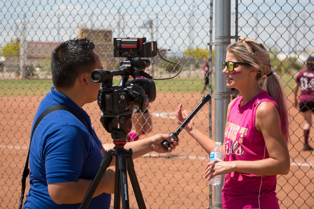 Spouses of U.S. Marines and sailors compete in the Spouses of Yuma Area Kickball Association (SYAKA) tournament on Marine Corps Air Station (MCAS) Yuma April 28, 2019. The purpose of SYAKA is to help spouses network, build camaraderie, while also having fun through physical activity. (U.S. Marine Corps photo by Sgt. Allison Lotz)