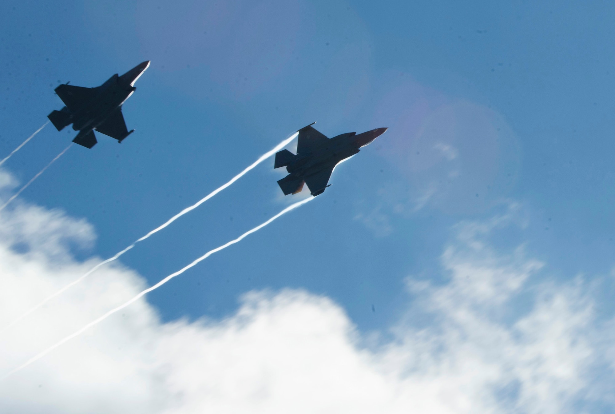 U.S. Air Force F-35A Lightning II fighter aircraft, assigned to the 421st Fighter Squadron, Hill Air Force Base, Utah, arrive at Spangdahlem Air Base, Germany, June 11, 2019. Multiple F-35A Lightening II fighter jets are visiting Europe to participate in exercises and conduct training with other Europe-based aircraft as part of a Theater Security Package. (U.S. Air Force photo by Airman 1st Class Jovante Johnson)