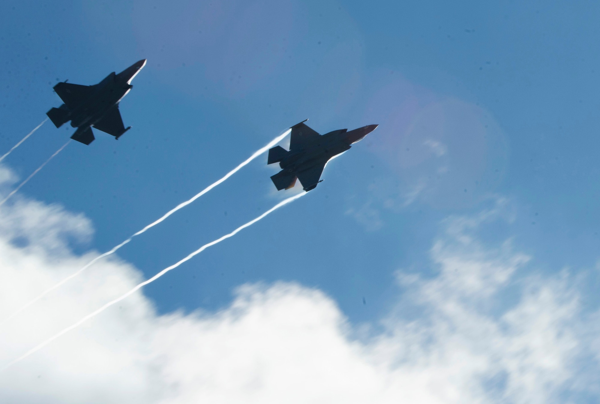 U.S. Air Force F-35A Lightning II fighter aircraft, assigned to the 421st Fighter Squadron, Hill Air Force Base, Utah, arrive at Spangdahlem Air Base, Germany, June 11, 2019. Multiple F-35A Lightening II fighter jets are visiting Europe to participate in exercises and conduct training with other Europe-based aircraft as part of a Theater Security Package. (U.S. Air Force photo by Airman 1st Class Jovante Johnson)