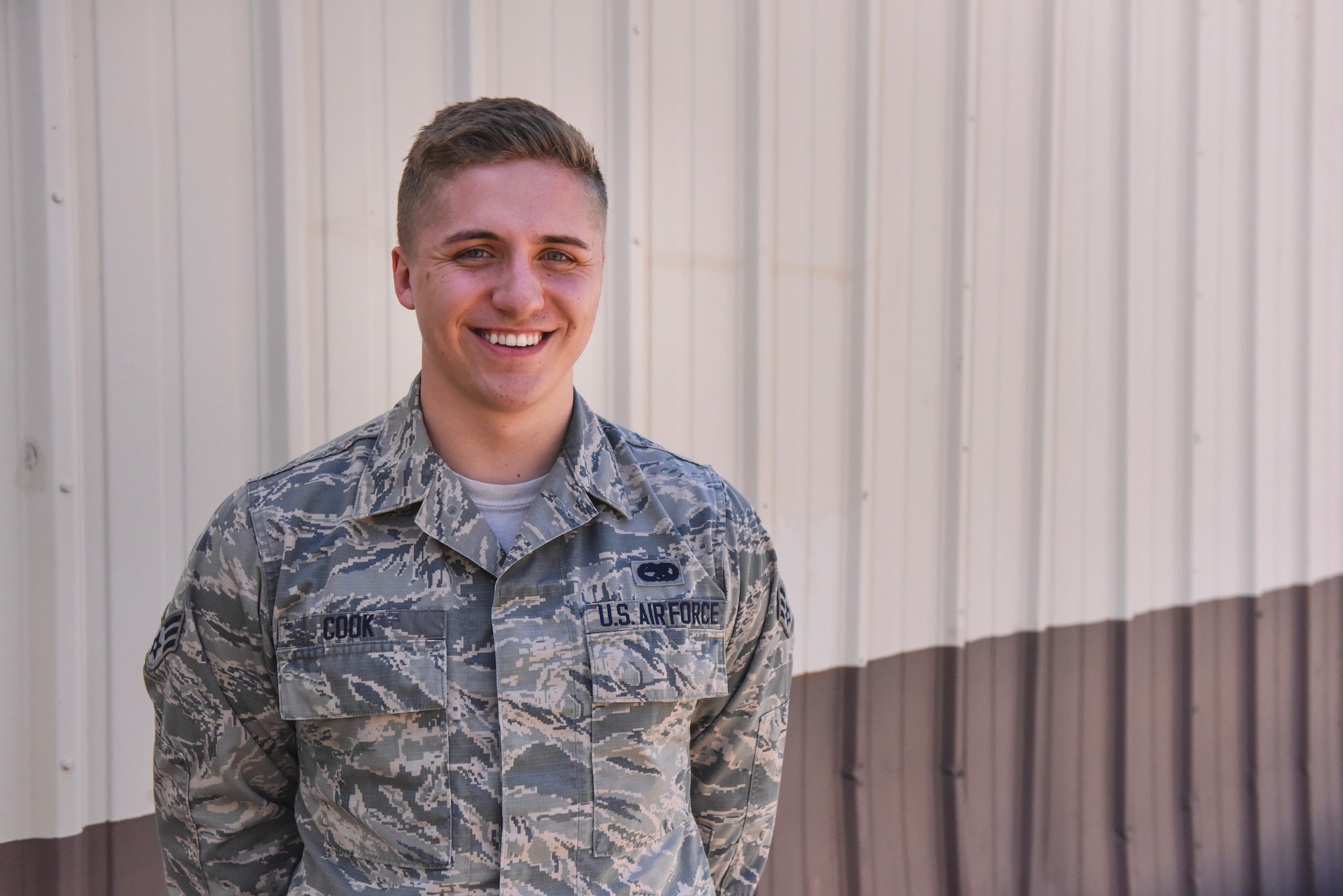 Senior Airman Colby Cook, F-35 crew chief in the 419th Aircraft Maintenance Squadron