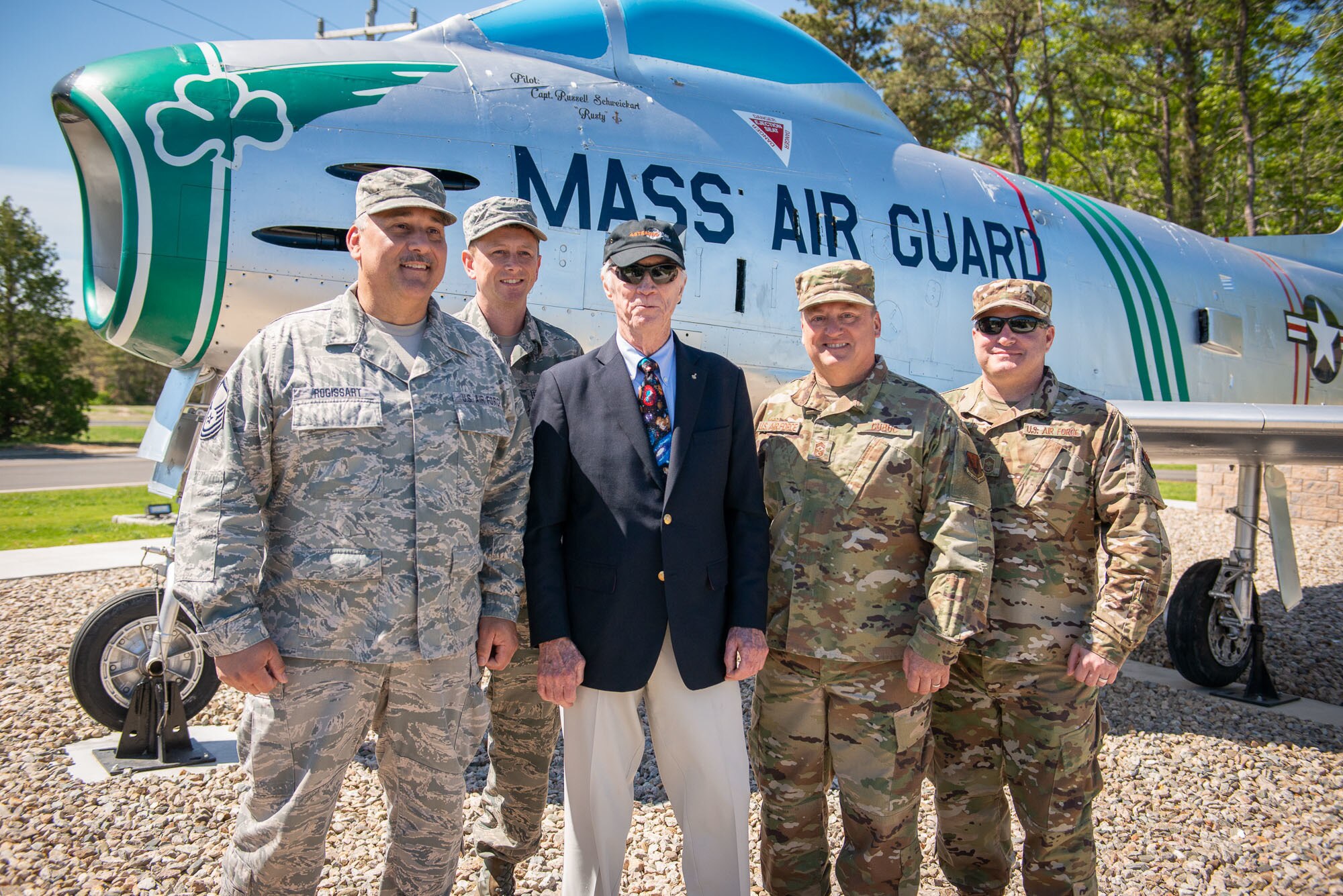 A North American F-86H Sabre static display was dedicated during a ceremony at Otis Air National Guard Base, Mass. on June 8. The ceremony was held to formally announce the dedication of tail number 31235 in honor of Captain Russell “Rusty” L. Schweickart, who was in attendance. Schweickart flew the F-86H Sabre during the early 1960’s while assigned to the 101st Tactical Fighter Squadron, and later served as lunar module pilot for Apollo 9, March 3-13, 1969.