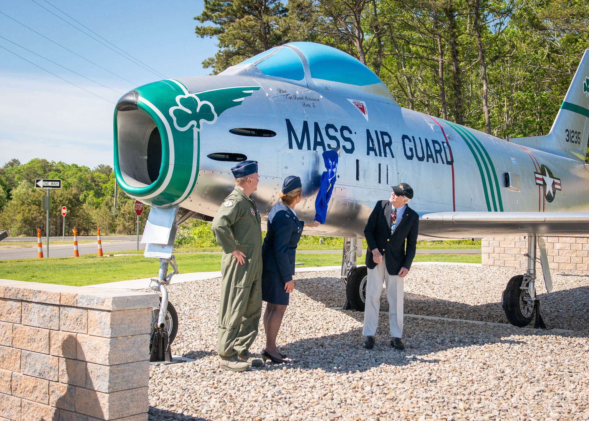 A North American F-86H Sabre static display was dedicated during a ceremony at Otis Air National Guard Base, Mass. on June 8. The ceremony was held to formally announce the dedication of tail number 31235 in honor of Captain Russell “Rusty” L. Schweickart, who was in attendance. Schweickart flew the F-86H Sabre during the early 1960’s while assigned to the 101st Tactical Fighter Squadron, and later served as lunar module pilot for Apollo 9, March 3-13, 1969.