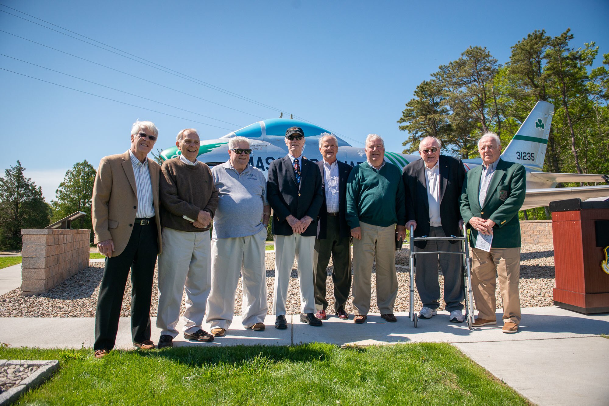 A North American F-86H Sabre static display was dedicated during a ceremony at Otis Air National Guard Base, Mass. on June 8. The ceremony was held to formally announce the dedication of tail number 31235 in honor of Captain Russell “Rusty” L. Schweickart, who was in attendance. Schweickart flew the F-86H Sabre during the early 1960’s while assigned to the 101st Tactical Fighter Squadron, and later served as lunar module pilot for Apollo 9, March 3-13, 1969.