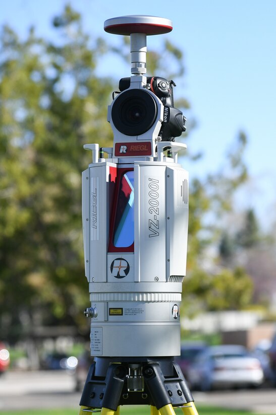 A close-up view of the 3-D terrestrial laser scanner acquired by the 84th Rader Squadron at Hill Air Force Base, Utah. The survey section of the squadron recently received the new laser that provides faster and more accurate surveys around radar sites. (U.S. Air Force photo by Cynthia Griggs)
