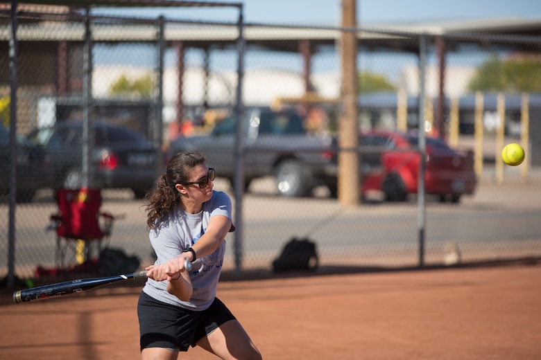 U.S. Marines attached to the Legal Service Support Detachment (LSSD) throughout Marine Corps Installations West (MCIWEST), participate in an annual softball tournament on Marine Corps Air Station Yuma, May 3, 2019. The MCIWEST tournament is held annually to build camaraderie throughout the West Coast LSSD. (U.S. Marine Corps photo by Sgt. Allison Lotz)