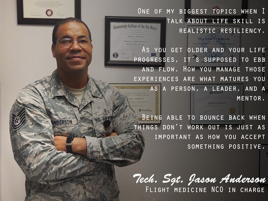 Technical Sergeant Jason Anderson, 47th Medical Group flight medicine NCO in charge, challenges those to turn lemons into lemonade in this edition of the Airman’s Spotlight, June 12, 2019. Anderson believes that how one reacts to their surroundings not only affects them in the short term, but how one can look at similar circumstances and life in the future. (U.S. Air Force graphic by Senior Airman Daniel Hambor)