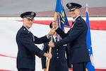 Lt. Gen. Steve Kwast, commander of Air Education and Training Command, passes the 19th Air Force guidon to Maj. Gen. Craig Wills, during the 19th Air Force change of command ceremony June 13, 2019, at Joint Base San Antonio-Randolph, Texas.  The numbered Air Force oversees 19 training locations, with 17 Total Force wings, 11 active duty, one Air Force Reserve and five Air National Guard units.  More than 32,000 members of the 19th Air Force operate more than 1,600 aircraft from 29 different aircraft models. (U.S. Air Force photo by Sean M. Worrell)