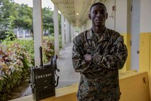 U.S. Marine Corps Staff Sgt. Alex Arnold set up communication gear and equipment during Marine Expeditionary Force Exercise 19 April 22 through May 9, 2019, at Camp Foster, Okinawa, Japan. MEFEX 19 is a command post exercise that allows III Marine Expeditionary Force commanders and staff to practice their ability to execute command and control within a notional scenario. Arnold, a native of Columbus, Georgia, is a networking chief with Networking Platoon, Communications Company, Combat Logistics Regiment 37, 3rd Marine Logistics Group. (U.S. Marine Corps photo by Lance Cpl. Terry Wong)