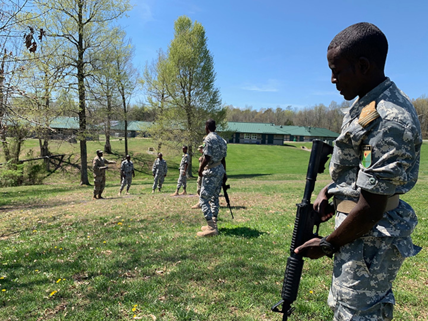 Members of the Djiboutian Military train with Kentucky National Guard’s officer and warrant officer candidates at Wendell H. Ford Regional Training Center in Greenville, Ky., April 11-14, 2019.