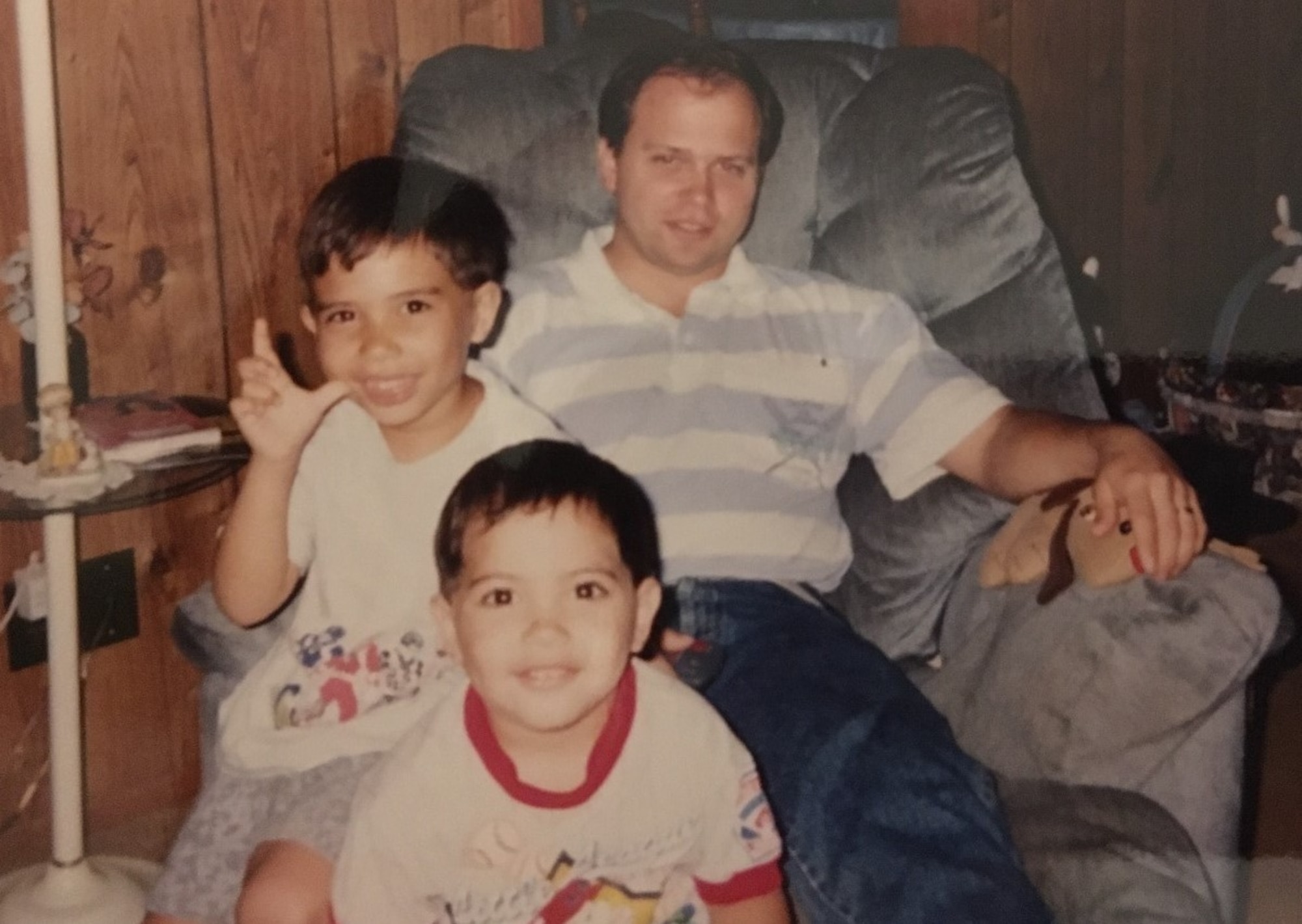 Father and sons enjoy relaxing time