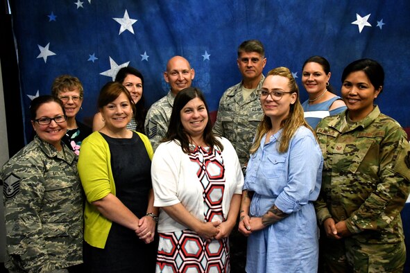 Scott Installation and 932nd Airlift Wing recognized all Key Spouses and Key Spouse Mentors with a wonderful lunch, certificate, flower & coin on June 11, 2019, at Scott Air Force Base, Ill. Pictured here are current Key Spouses and Mentors for the 932nd who fulfill an important role for members and their families. If you are interested in becoming a Key Spouse or want more information, please contact Deb Teague at 618-229-7556. Our next activity will be a Key Spouse info table at the Newcomers Meet & Greet on Saturday, July 13, from 4:30 p.m. - 6:30 p.m. at the active duty Airman and Family Readiness Center (next to base post office and Burger King). Stop by and get connected!  (U.S. Air Force photo by Lt. Col. Stan Paregien)