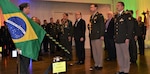 Award recipients prepare to receive the Brazilian Army Medal during the Brazilian Army Day ceremony in Bethesda, Maryland, April 25.