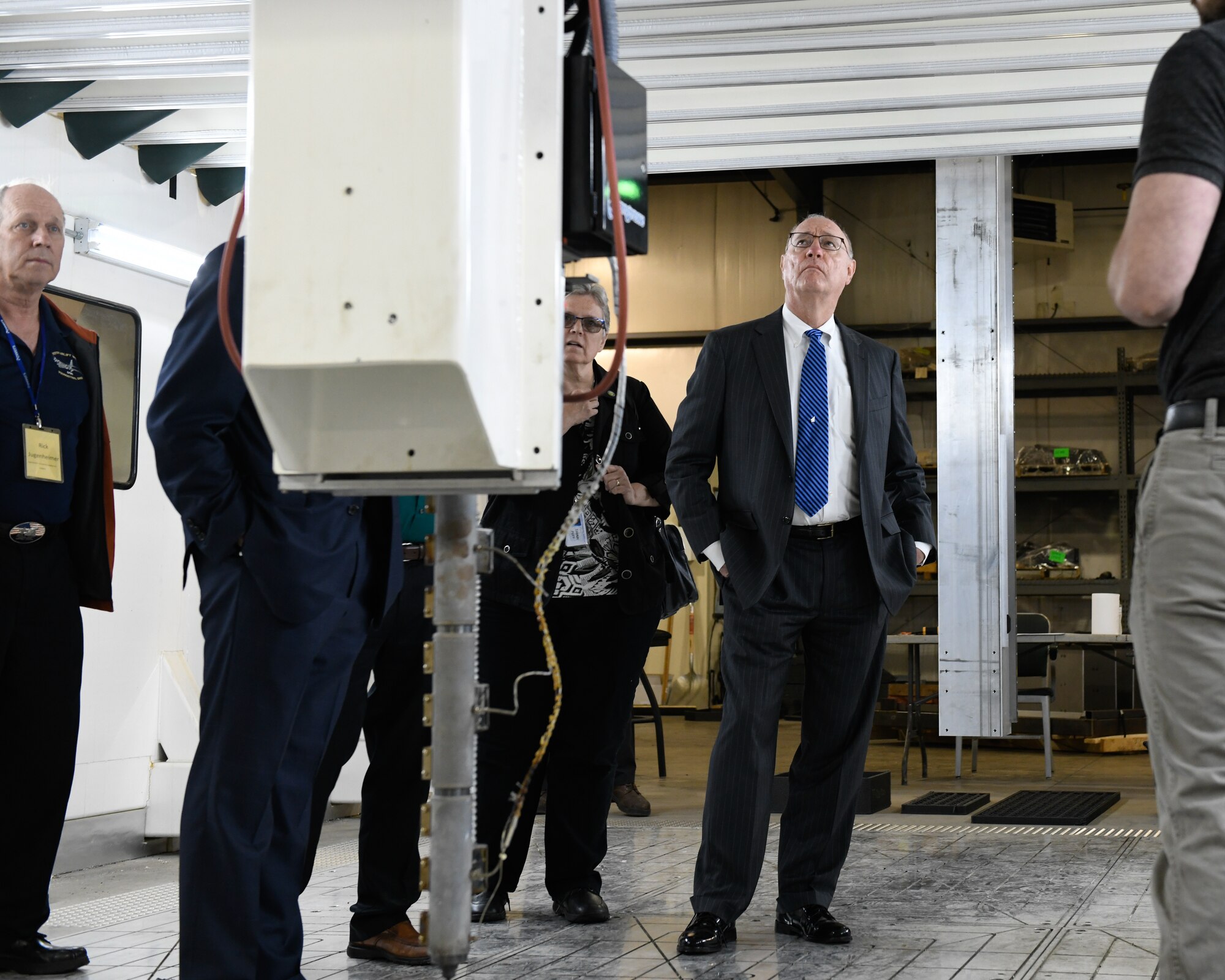 Retired Col. Joe Zeis, the Senior Advisor for Aerospace and Defense for the Ohio Governor’s Office, inspects a Big Area Additive Manufacturing 3d printer during a tour of M7 Technologies, Youngstown, Ohio, June 13, 2019.