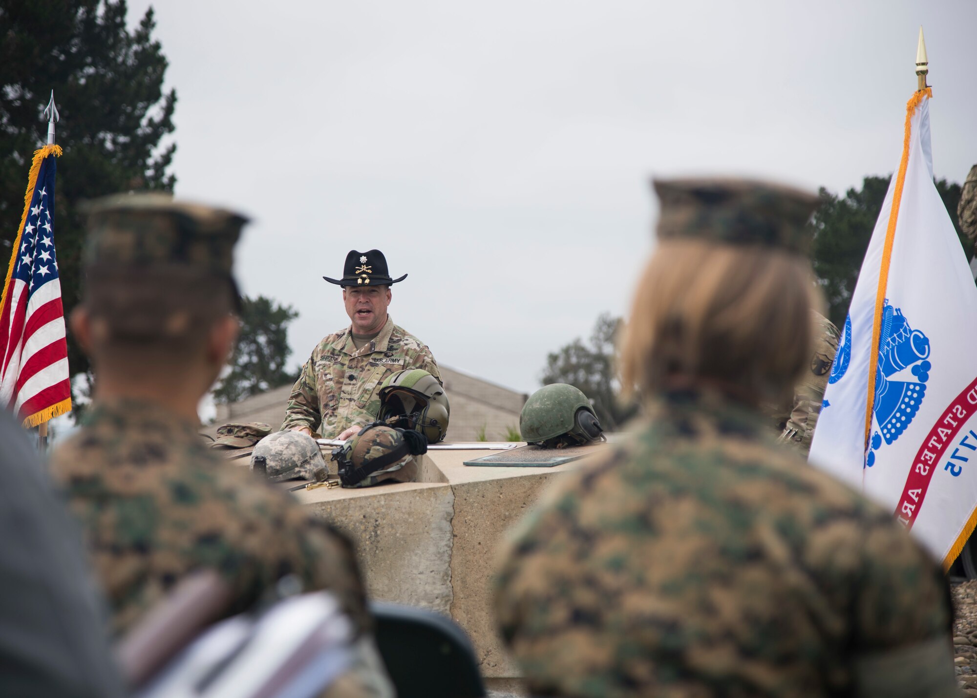 U.S. Army Lt. Col. Bryan Shrank, Joint Force Component Command Space deputy director, speaks during an Army Birthday celebration June 14, 2019, at Vandenberg Air Force Base, Calif. From its beginnings as an amateur force of colonial troops, cobbled together from various militia, to its status today as the largest branch in the U.S. military, the Army has been established for 244 years. (U.S. Air Force photo by Airman 1st Class Aubree Milks)