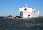 U.S. Navy Hospital Ship USNS Comfort (T-AH 20) gets underway from Naval Station Norfolk, June 14.