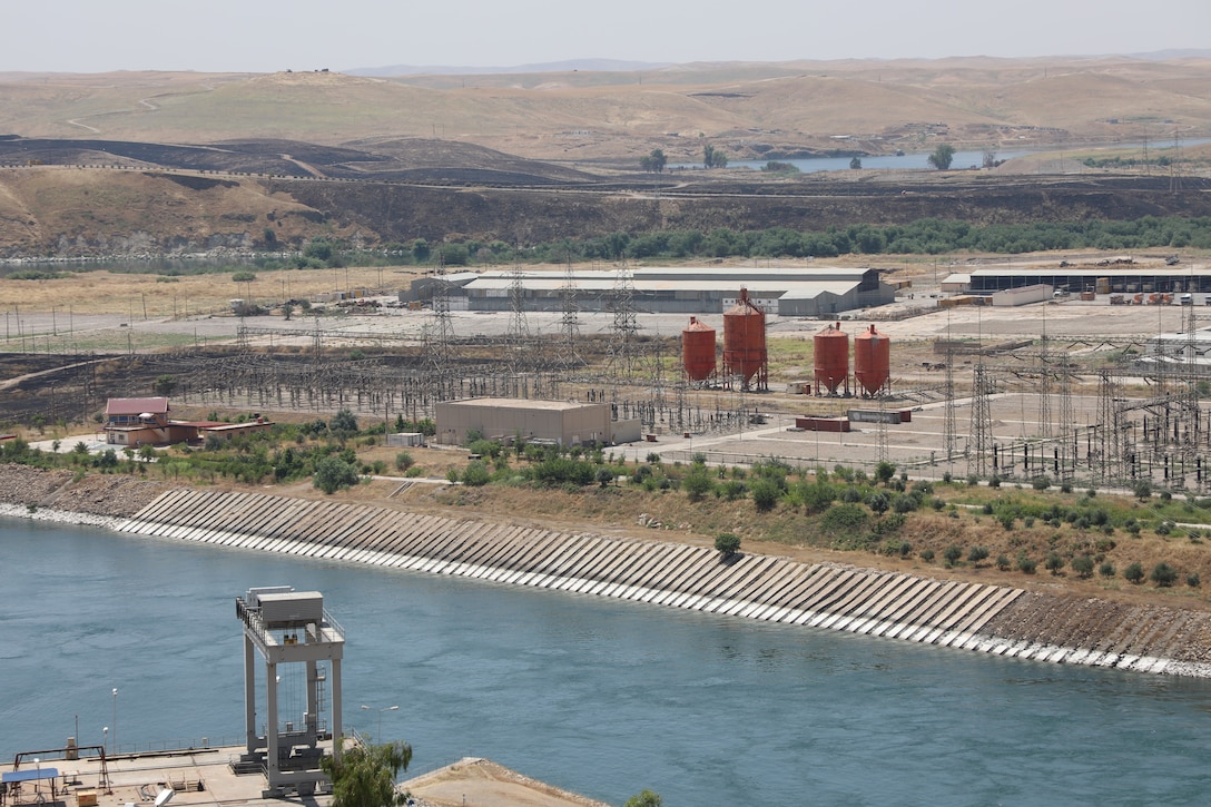 View of the Mosul Dam electric grid, located along the Tigris River outside Mosul City in Iraq.