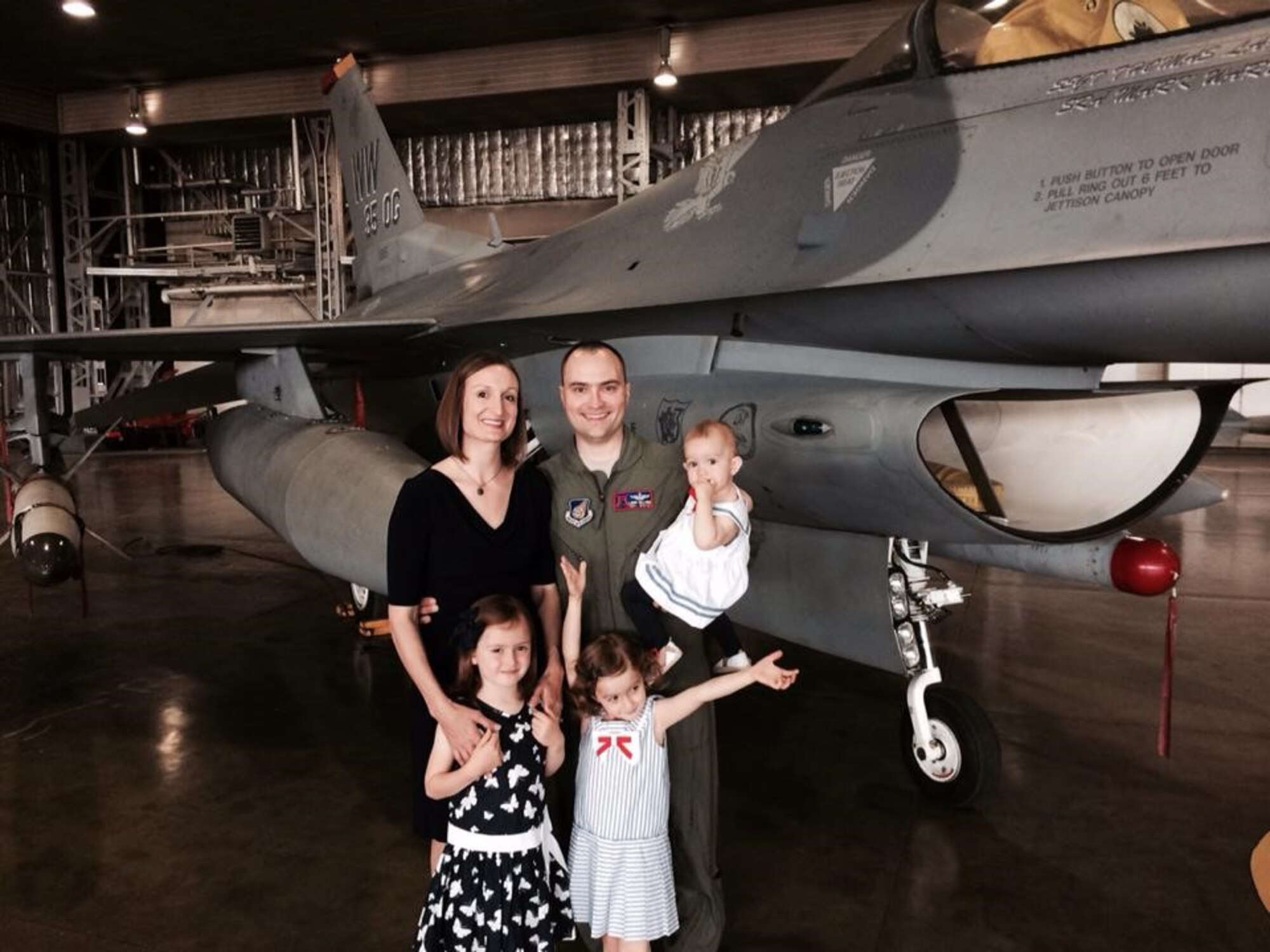Col. Lawrence Sullivan, 8th Fighter Wing vice commander, and his wife, Maj. Teresa Sullivan, pose for a family photo with their three daughters in May 2015, at Misawa Air Base, Japan. During Sullivan’s short tour at Kunsan Air Base, Republic of Korea, Maj. Sullivan continues to serve as a public affairs officer for Headquarter Air Force Staff, Pentagon, Va., while also providing care for their children at home. Sullivan says her support helps him to be able to play a key role in a wing consisting of more than 2,700 active-duty personnel, four groups, and 13 squadrons, including two F-16 Fighting Falcon squadrons. (Courtesy Photo)