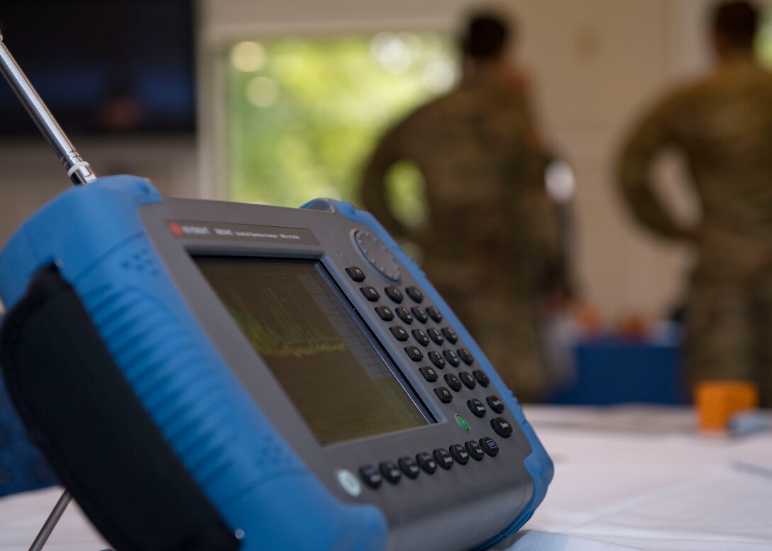 A Model 9344C Handheld Spectrum Analyzer is on display during the Tactical and Tech Day Expo at Joint Base Langley-Eustis, Virginia, June 12, 2019.