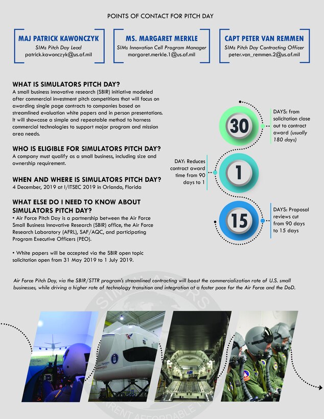 The Simulators Division will hold a Pitch Day event Dec. 4 in Orlando, Florida.