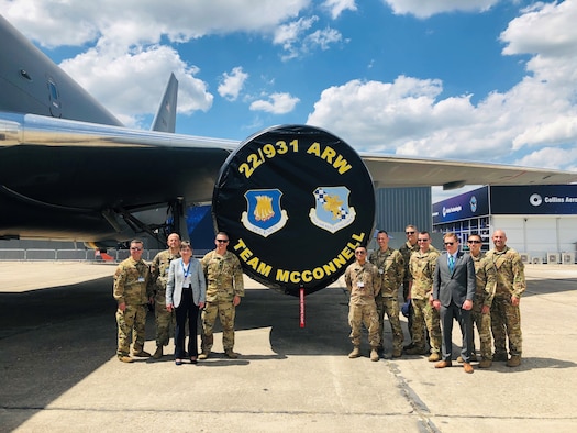 Team McConnell welcomed Kansas Governor Laura Kelly to the KC-46 static at the Paris Airshow on June 17, 2019. (Photo courtesy of 344th Air Refueling Squadron)