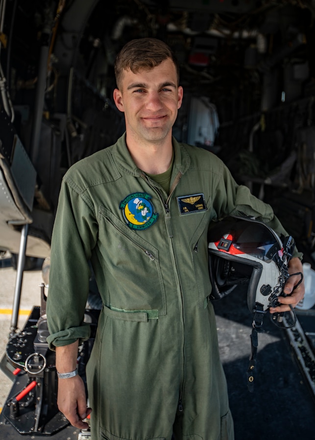 U.S. Marine Corps Cpl. Joseph Ludwig, a tiltrotor crew chief with Marine Medium Tiltrotor Squadron 764, Marine Aircraft Group 41, 4th Marine Aircraft Wing, poses for a photo at Canadian Forces Base Cold Lake, Canada, June 16, 2019, in support of Sentinel Edge 19. Training exercises, such as SE19, ensures Reserve Marines are proficient and capable of successful integration with active-duty Marines, making Marine Forces Reserve critical to the Marine Corps’ Total Force. (U.S. Marine Corps photo by Lance Cpl. Jose Gonzalez)