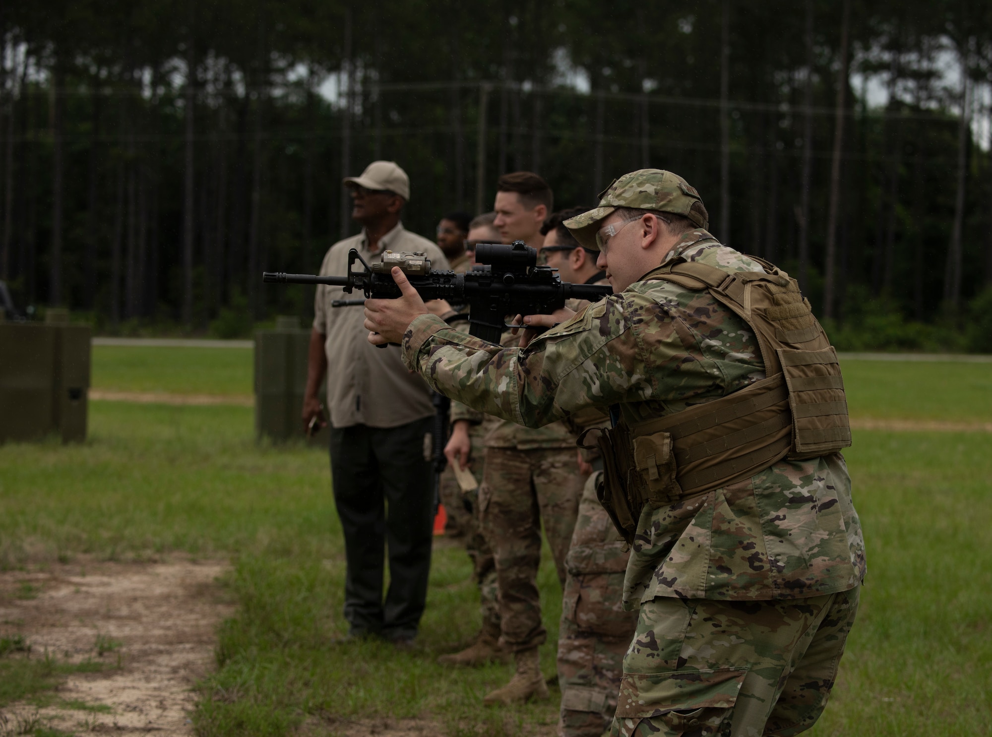 U.S. Air Force Airmen from the 20th Security Forces Squadron (SFS) practice drills with their weapons at Shaw Air Force Base, South Carolina, June 12, 2019.