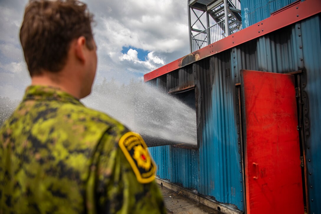 U.S. Marine Corps, Canadian firefighters extinguish fires during Sentinel Edge 2019