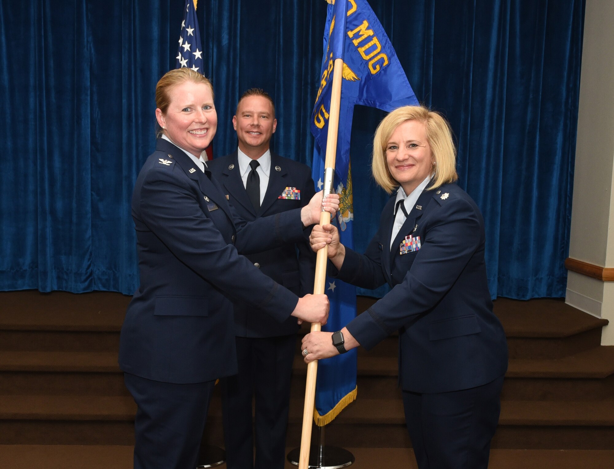 Lieutenant Col. Erin Knightner took command of the 90th Operational Medical Readiness Squadron during a change of command ceremony June 17, 2019 on F.E. Warren Air Force Base, Wyo.
