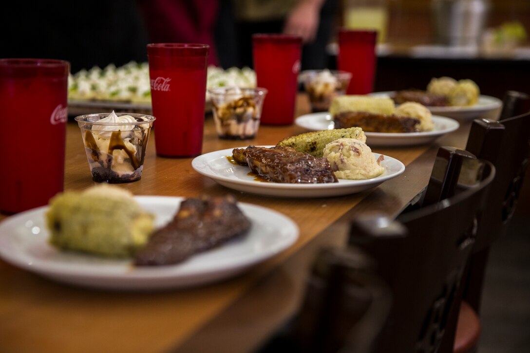 U.S. Marines with Headquarters and Headquarters Squadron, Marine Corps Air Station (MCAS) Yuma, Food Services, compete in the 2019 MCAS Yuma Chef of the Quarter challenge on MCAS Yuma, Ariz., May 22, 2019. The MCAS Yuma Chef of the Quarter challenge is an in-house competition held to decide which Food Service Marines will compete in the Chef of the Quarter competition held in Camp Pendleton, California. (U.S. Marine Corps photo by Pfc. John Hall)