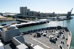 190618-N-DX072-1052 BRISBANE, Australia (June 18, 2019) The amphibious transport dock USS Green Bay (LPD 20) arrives in Brisbane, Australia for a scheduled port visit. Green Bay, part of the Wasp Amphibious Ready Group, with embarked 31st Marine Expeditionary Unit (MEU), is operating in the Indo-Pacific region to enhance interoperability with partners and serve as a ready-response force for any type of contingency.
