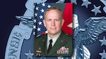 Army Maj. Gen. Michael Lally with DLA Hall of Fame background graphic.