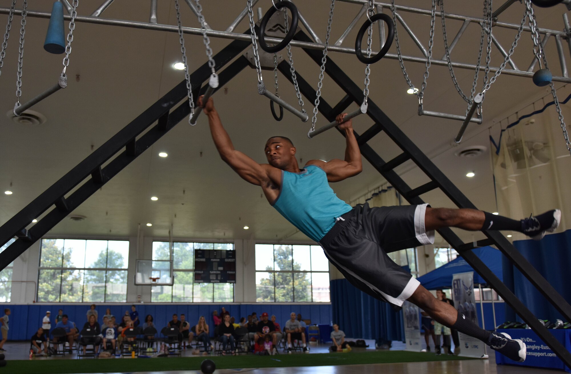 U.S. Air Force Airman 1st Class Avery Watkins, 633rd Security Forces Installation Entry Controller, competes in the 2019 Alpha Warrior Regional Championship at Joint Base Langley-Eustis, Virginia, June 15, 2019.