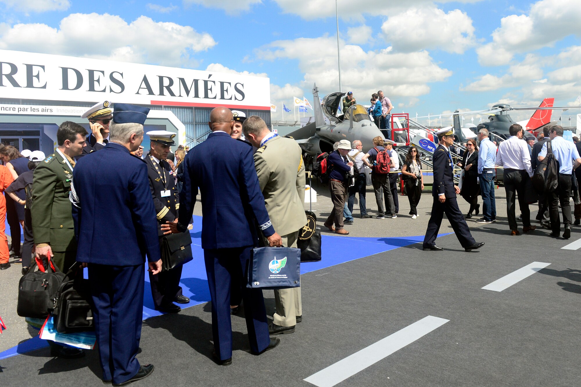 Paris Air Show visitors observe French Armed Forces static displays June 17, 2019.