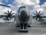 An LC-130 assigned to the  New York Air National Guard's 109th Airlift Wing on display at the Paris Air Show on June 18, 2019. The NP2000 propellers, which provide more power and enable fuel economy, are unique and the reason why the wing was invited to attend. The LC-130 Skibird is the largest aircraft in the world which uses skis to land on snow and ice.