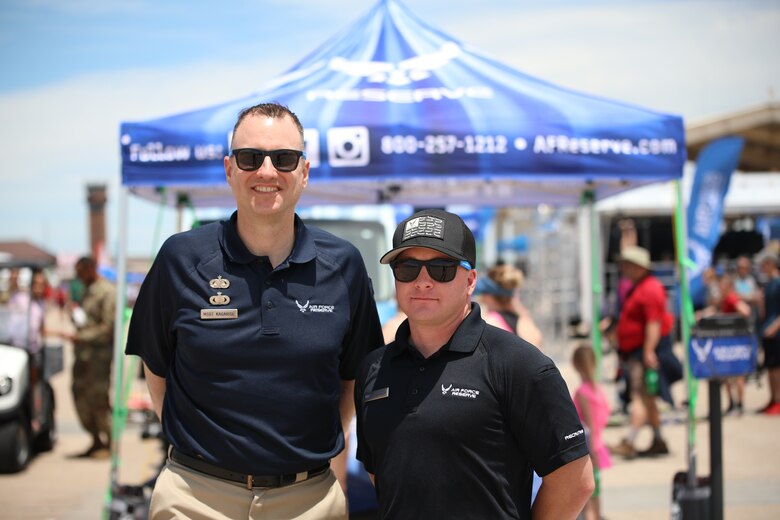 Master Sgt. Kent Kagarise, left, and Master Sgt. Cody Newsom