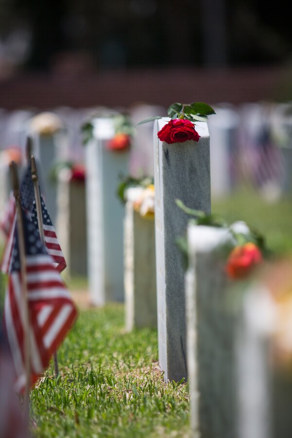 A single rose is left on the grave of a service member during the City of Beaufort’s Annual Memorial Day Parade and remembrance ceremony May 27, 2019 at Beaufort National Cemetery in Beaufort, S.C. The Tri-Command and local community held the parade to remember and honor the men and women who have served and died in the service of the nation in the U.S. Armed Forces.