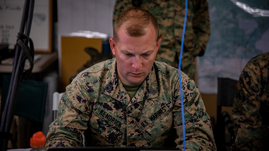 U.S. Marine Corps Gunnery Sgt. Robert Kendrick, a combat engineer staff noncommissioned officer in charge with Marine Wing Support Squadron 471, Marine Aircraft Group 41, 4th Marine Aircraft Wing, finalize preparations for a convoy at Canadian Forces Base Cold Lake, Canada, June 19, 2019, in support of Sentinel Edge 19. Training exercises, such as SE19, ensure Reserve Marines are proficient and capable of successful integration with active-duty Marines, making MARFORRES critical to the Marine Corps’ Total Force. (U.S. Marine Corps photo by Lance Cpl. Jose Gonzalez)