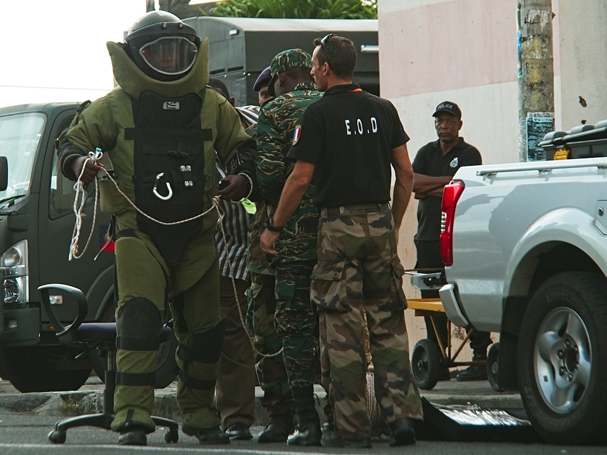The St. Vincent & the Grenadines Fire Service conduct a a simulated IED Exercise.