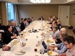 Air Force Gen. Paul J. Selva, the vice chairman of the Joint Chiefs of Staff, details Iranian involvement in oil tanker attacks during remarks at the Defense Writers Group in Washington, June 18, 2019.