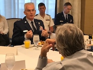 Air Force Gen. Paul J. Selva, the vice chairman of the Joint Chiefs of Staff, details Iranian involvement in oil tanker attacks during remarks at the Defense Writers Group in Washington, June 18, 2019.