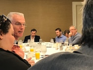 Air Force Gen. Paul J. Selva, the vice chairman of the Joint Chiefs of Staff, details Iranian involvement in oil tanker attacks during remarks at the Defense Writers Group in Washington, June 18, 2019.